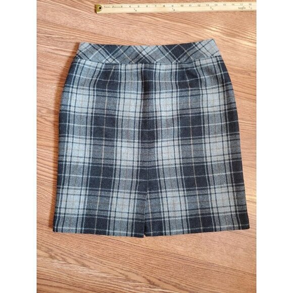 Eddie‎ Bauer Skirt Women's Size 6 Wool Blend Gray Plaid Lined Mini A-Line Slit - Picture 11 of 11